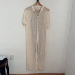 Uniqlo Cream Button-Up Lace Dress